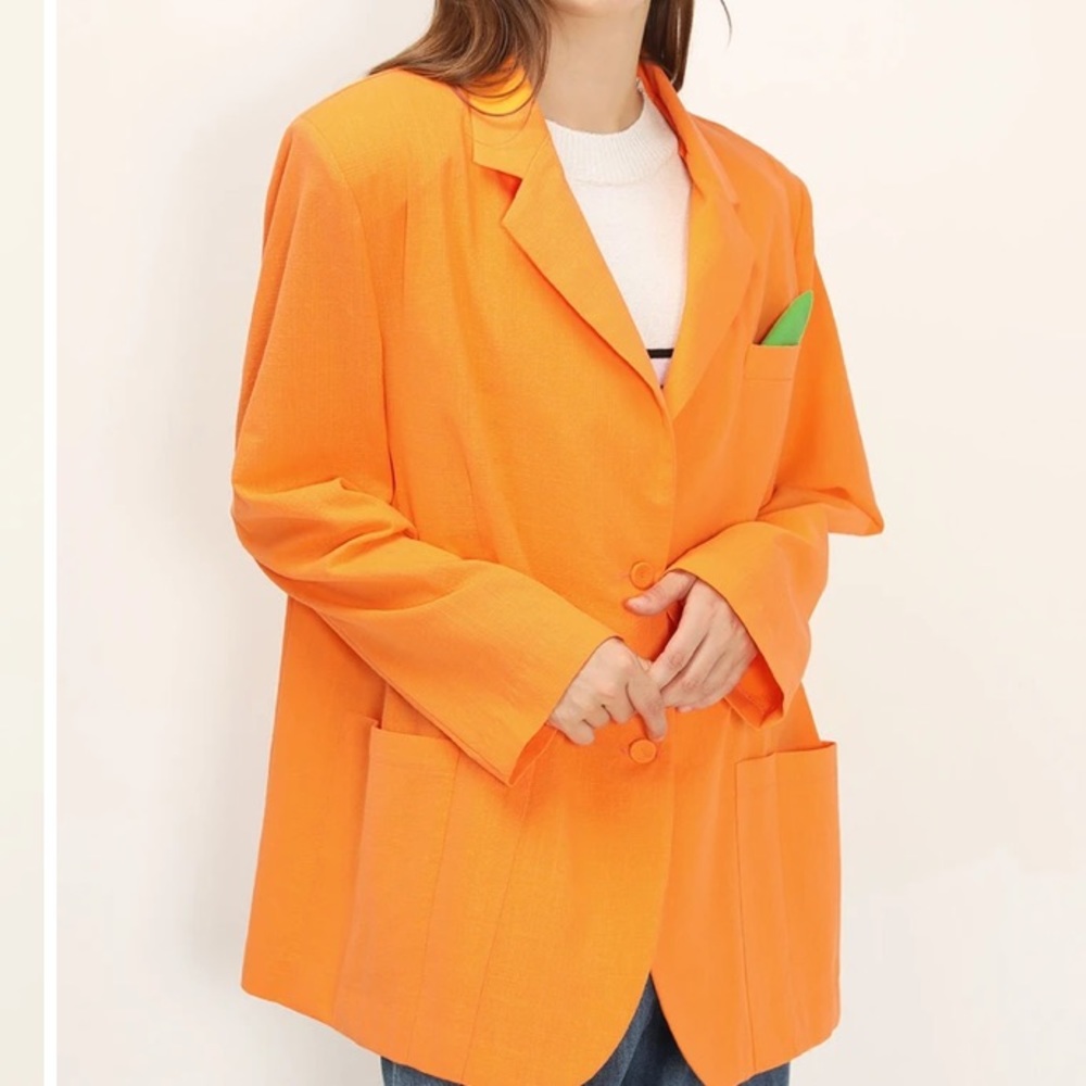 Brianna Oversized Handkerchief Blazer in Orange